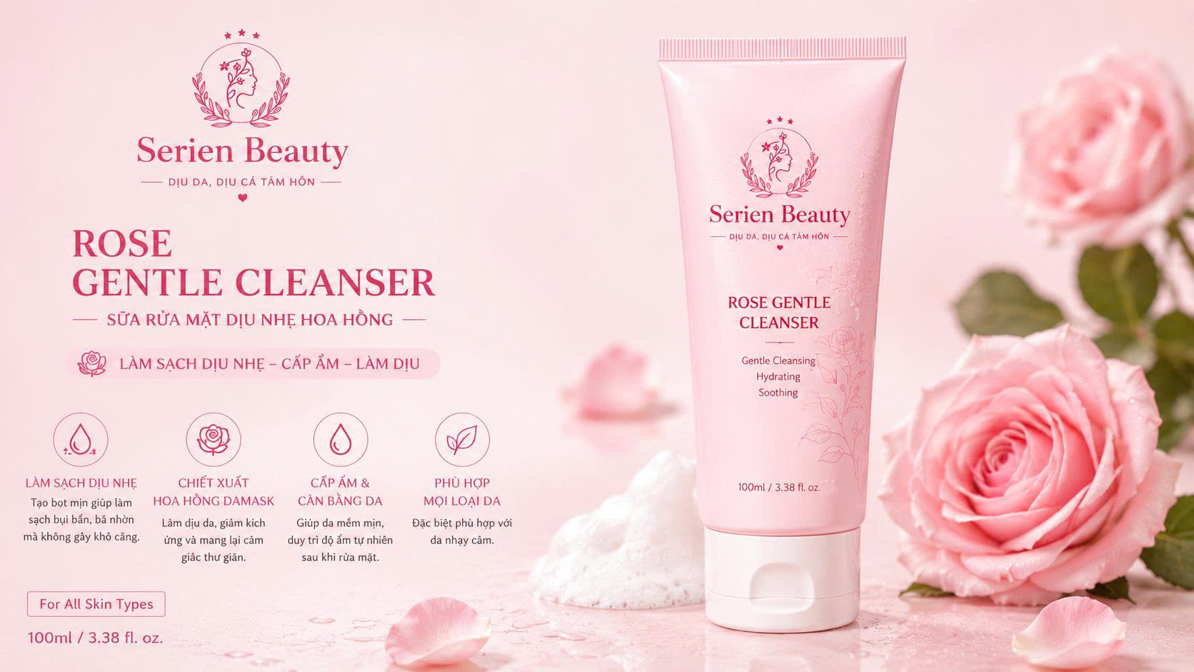 Sữa rửa mặt Serien Beauty giúp làm sạch bụi bẩn, dầu thừa và chăm sóc da dịu nhẹ mỗi ngày.432 g8101927877852170312 h